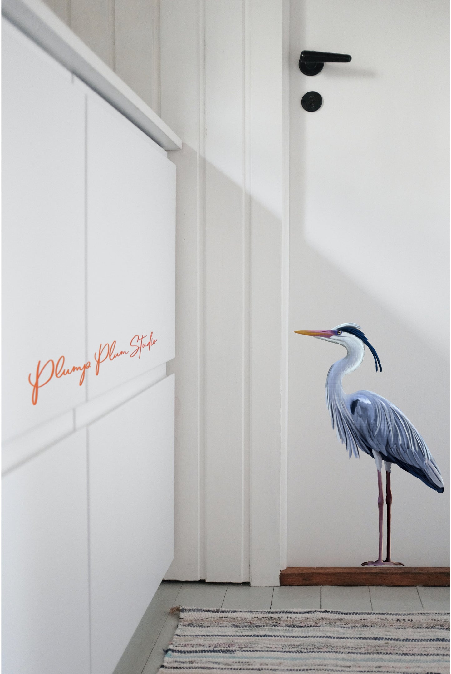 Great Blue Heron decal, indoor/outdoor Bird lover gift, removable vinyl decal, ocean bird sticker, light switch decal, luxury textured vinyl