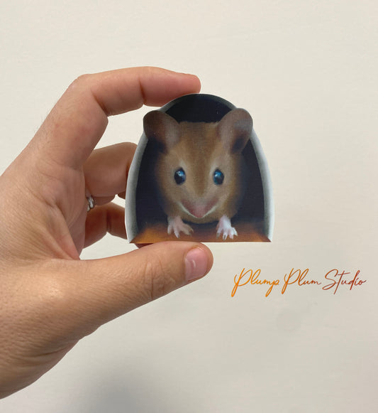 Realistic mouse decal, mouse hole, mouse sticker, illustrated mouse decal, mouse vinyl sticker, car decal, mouse house, crazy cat lady gift