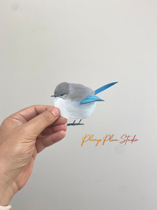Superb fairy blue wren decal, Australian fairy wren sticker, peel/stick, light switch decal, cute little bird decal, luxury textured vinyl