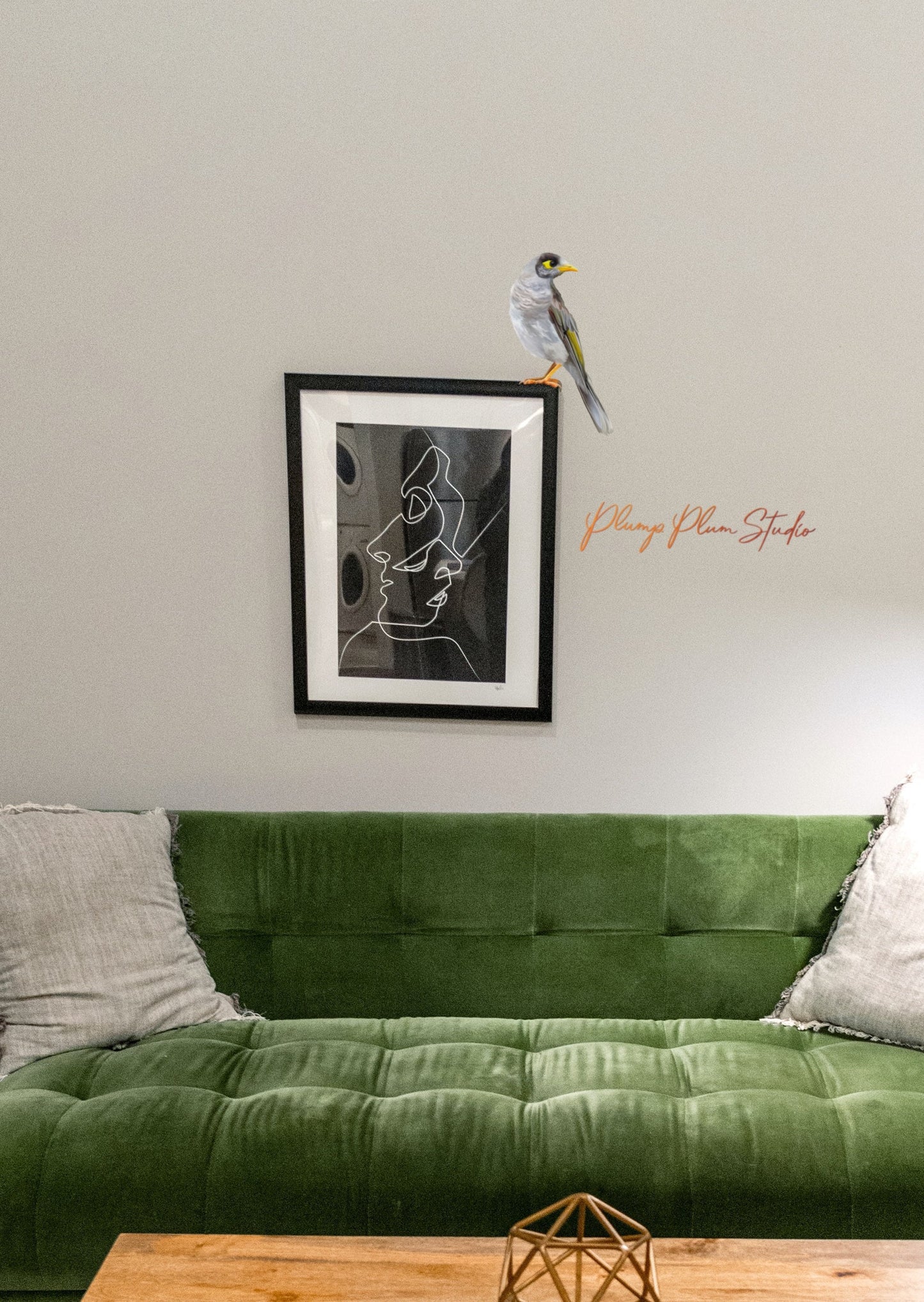 Noisy Miner decal, bird wall sticker, peel and stick, light switch decal, Australian bird decal, luxury textured vinyl wall decal, car decal