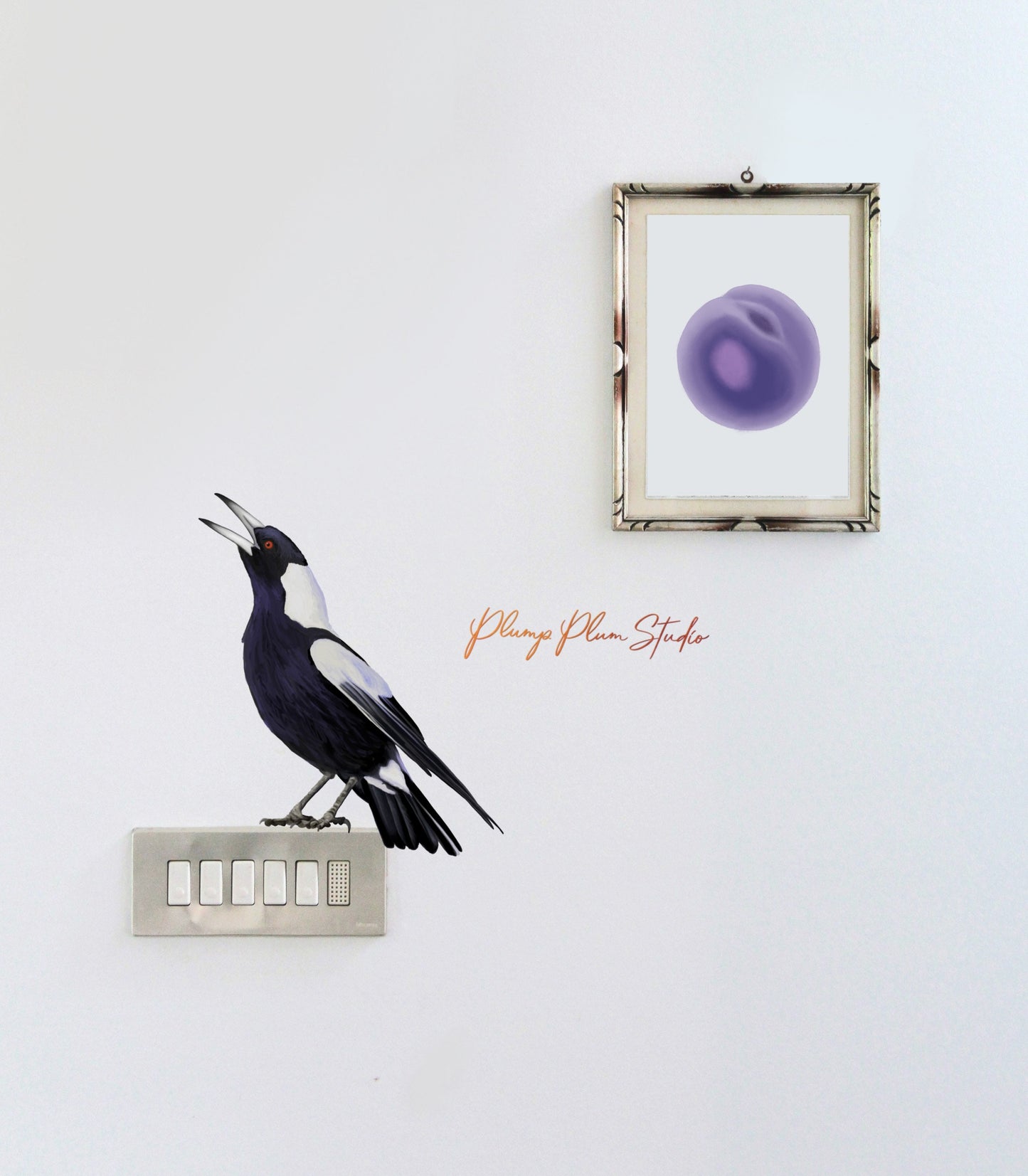 Magpie decal, Australian Magpie, Bird lover gift, black and white bird sticker, peel and stick, repositionable vinyl wall decal, car decal