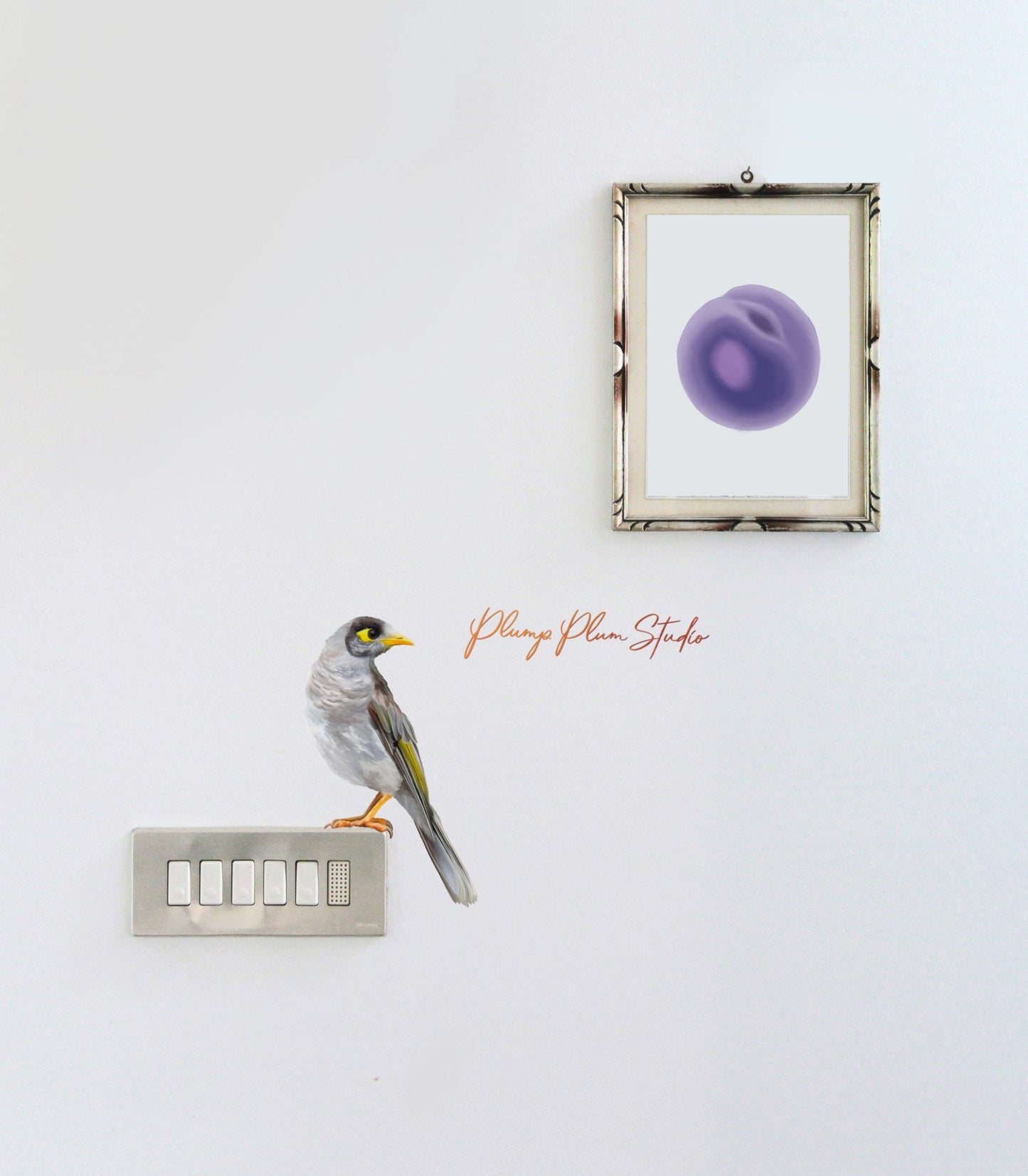 Noisy Miner decal, bird wall sticker, peel and stick, light switch decal, Australian bird decal, luxury textured vinyl wall decal, car decal