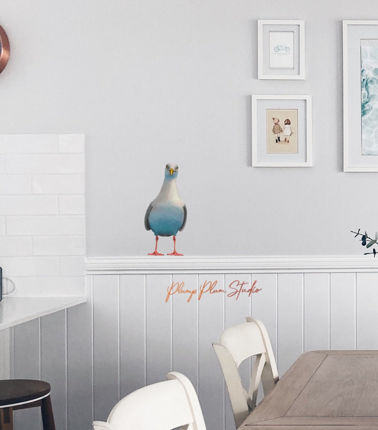 Realistic Seagull decal, indoor/outdoor Bird lover gift, removable vinyl decal, ocean bird sticker light switch decal, luxury textured vinyl