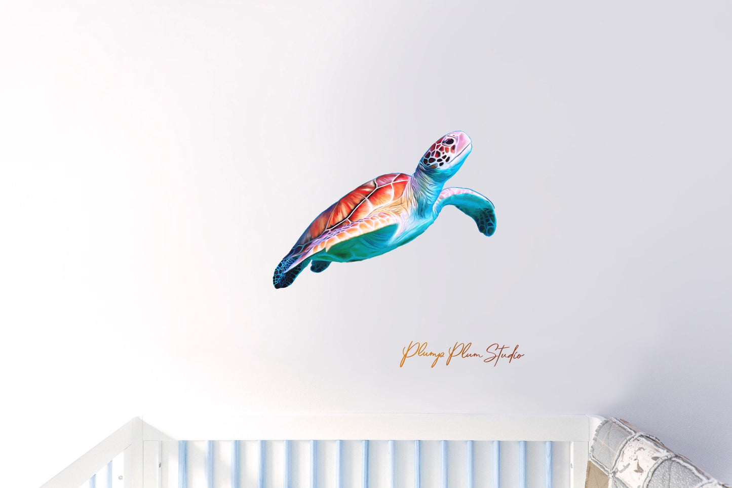 Green Sea Turtle wall decal, realistic sea turtle outdoor sticker, colourful marine sea turtle, luxury fabric textured repositionable vinyl