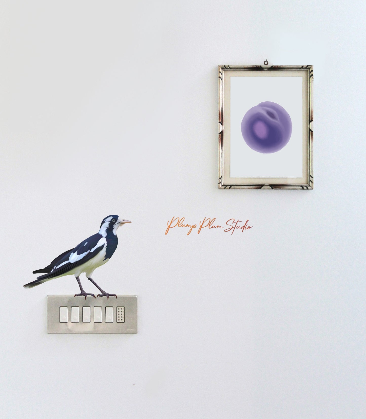 Magpie-lark bird decal, Black/white Peewee bird sticker, indoor/outdoor vinyl, light switch decal, Australian Peewit or mud lark bird decal