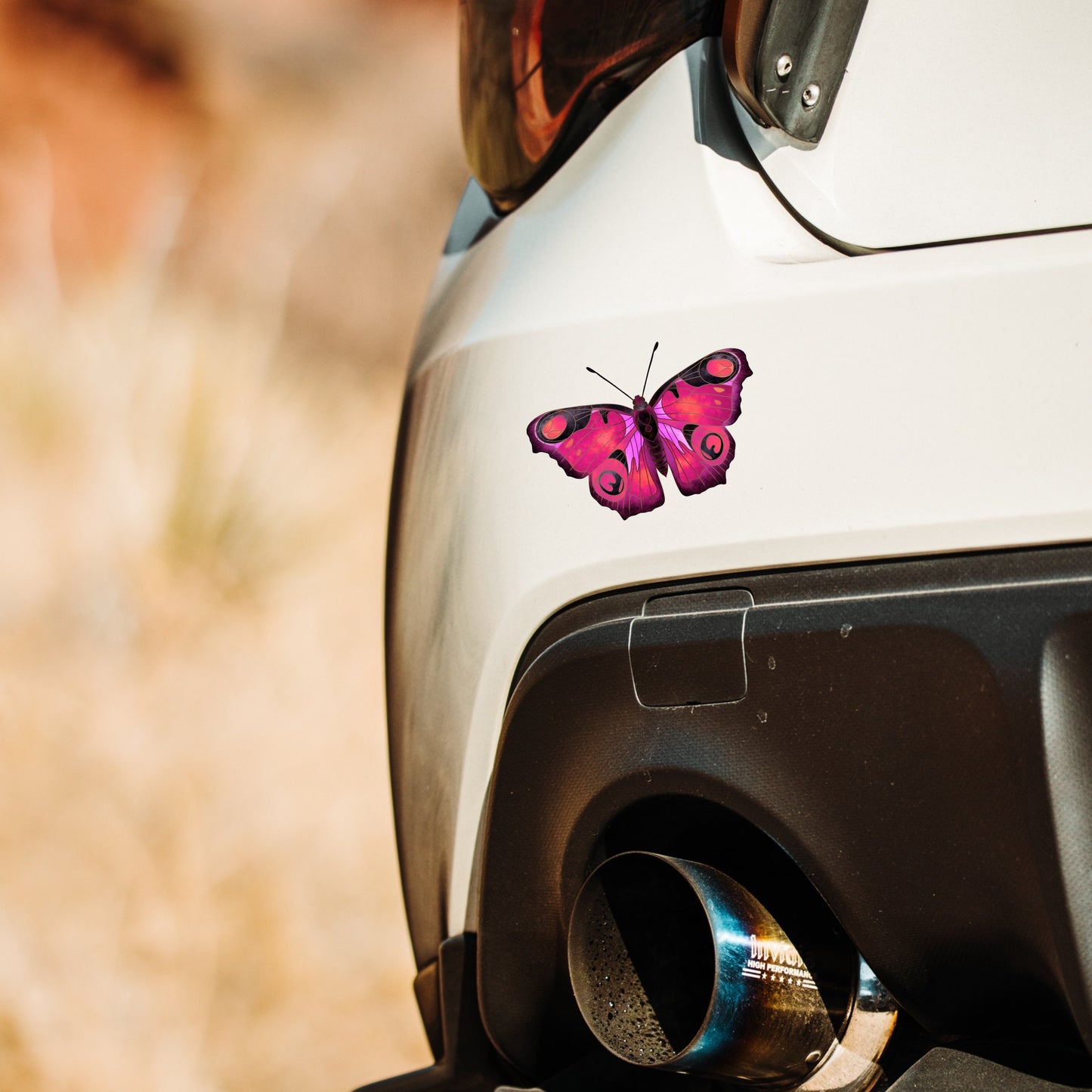 Peacock Butterfly decal, Butterfly sticker, illustrated pink butterfly, wall/car vinyl butterfly decal, nature lover gift, fabric textured