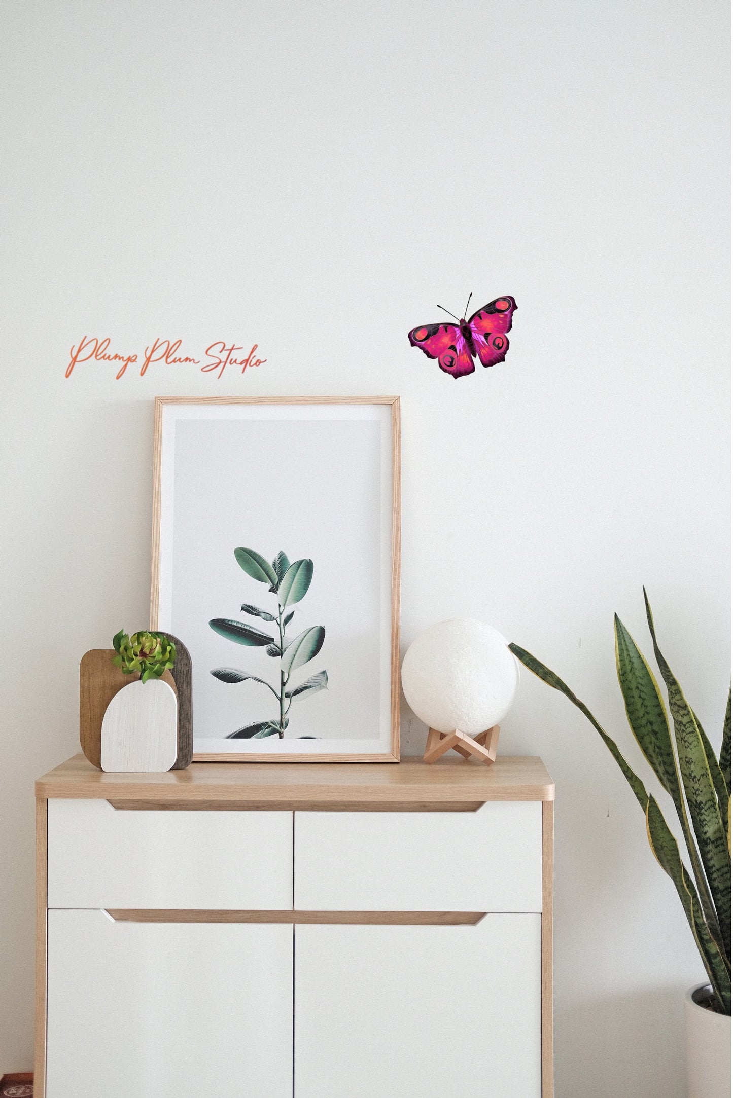 Peacock Butterfly decal, Butterfly sticker, illustrated pink butterfly, wall/car vinyl butterfly decal, nature lover gift, fabric textured