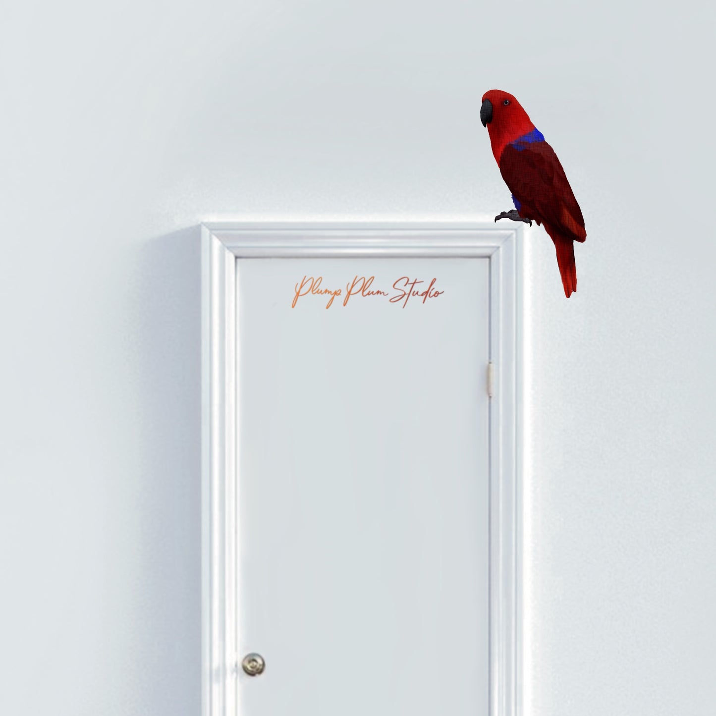 Female Eclectus parrot decal, Ekky parrot sticker, Aussie themed decor, red and blue Australian Eclectus, peel/stick, luxury textured vinyl