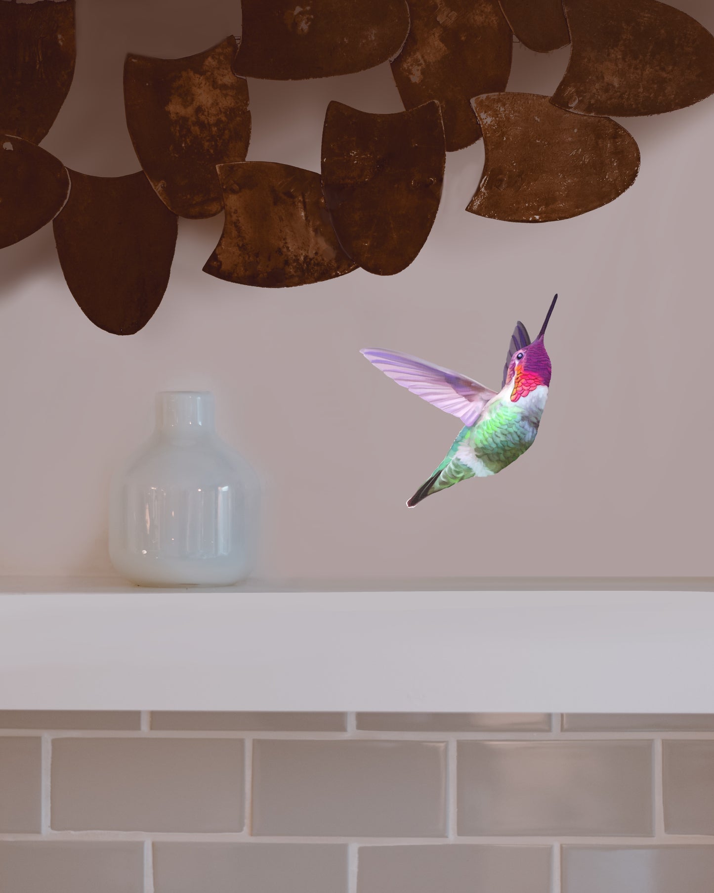 Hummingbird decal, Hummingbird sticker, peel and stick, light switch decal, realistic bird decal, colourful bird sticker, laptop sticker