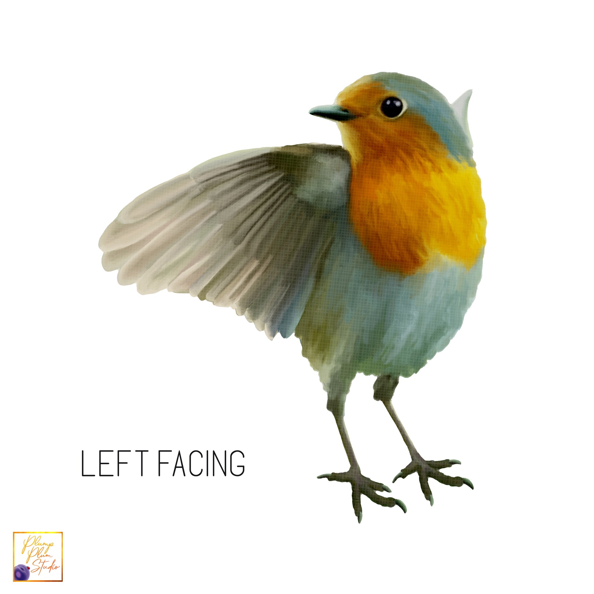 Left facing red-breasted robin decal on textured vinyl