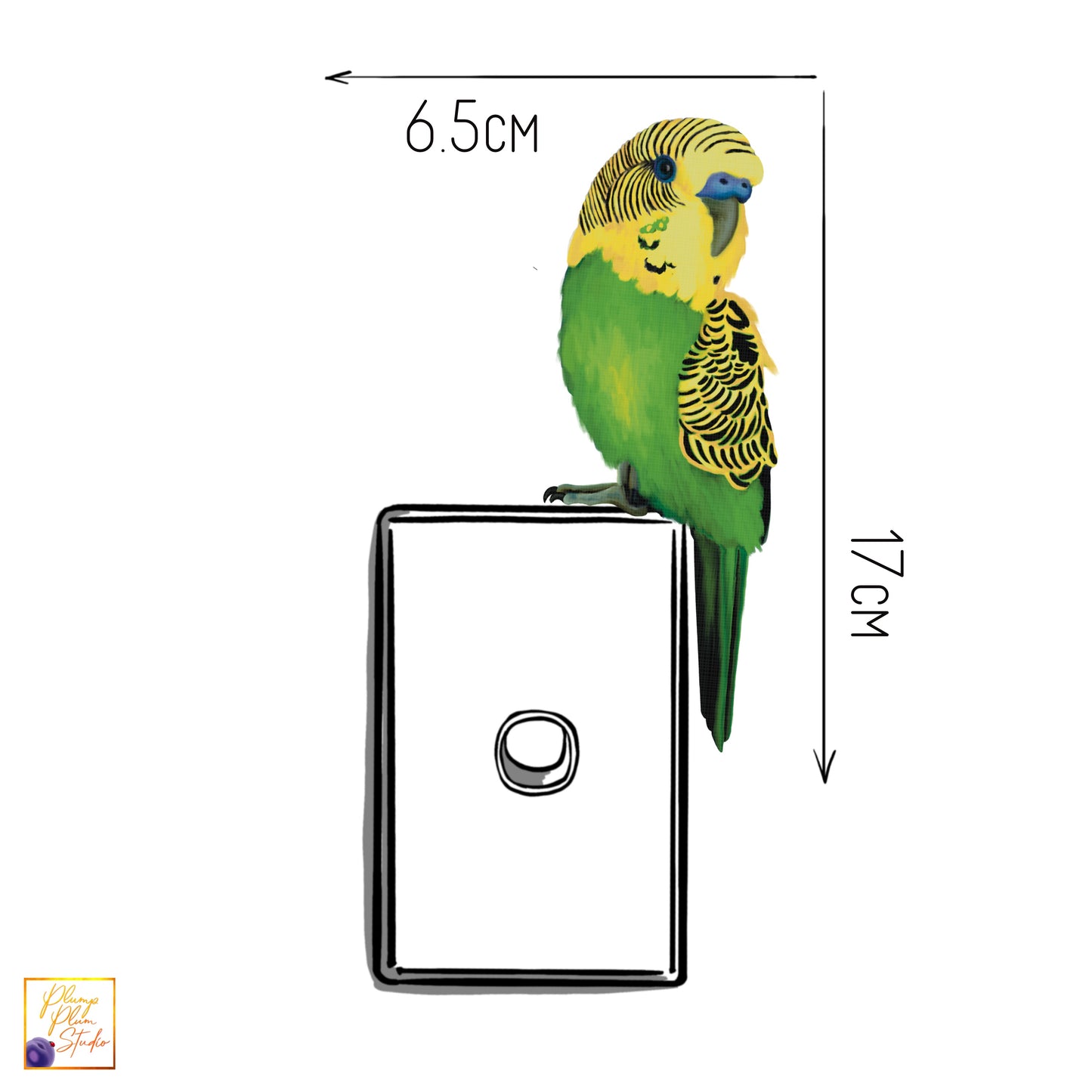 Budgie decal, Australian budgie sticker, peel/stick, light switch decal, cute little bird car decal, repositionable luxury textured vinylal, budgie gift