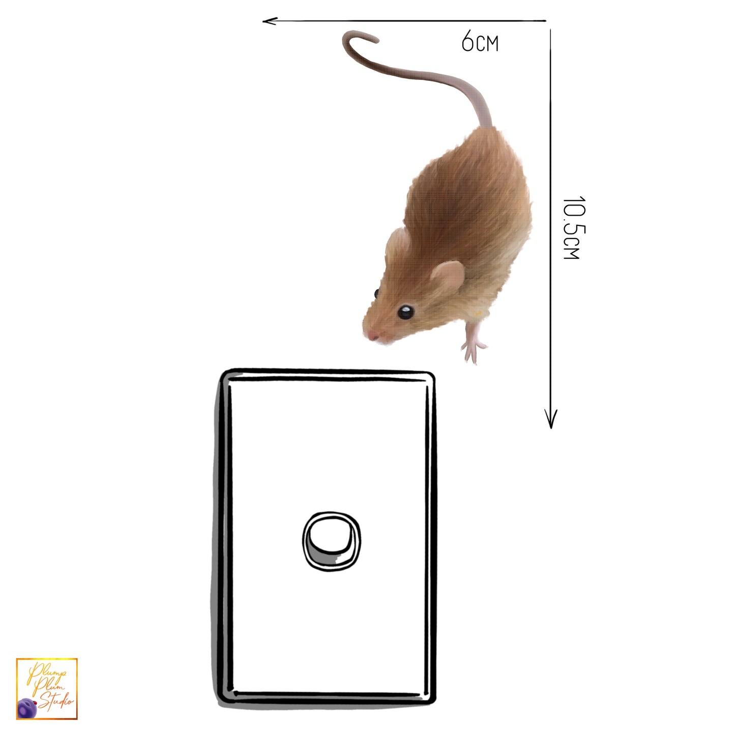 Realistic brown mouse decal, illustrated house mouse, vinyl mouse sticker, cute wood mouse, luxury vinyl sticker, indoor/outdoor vinyl