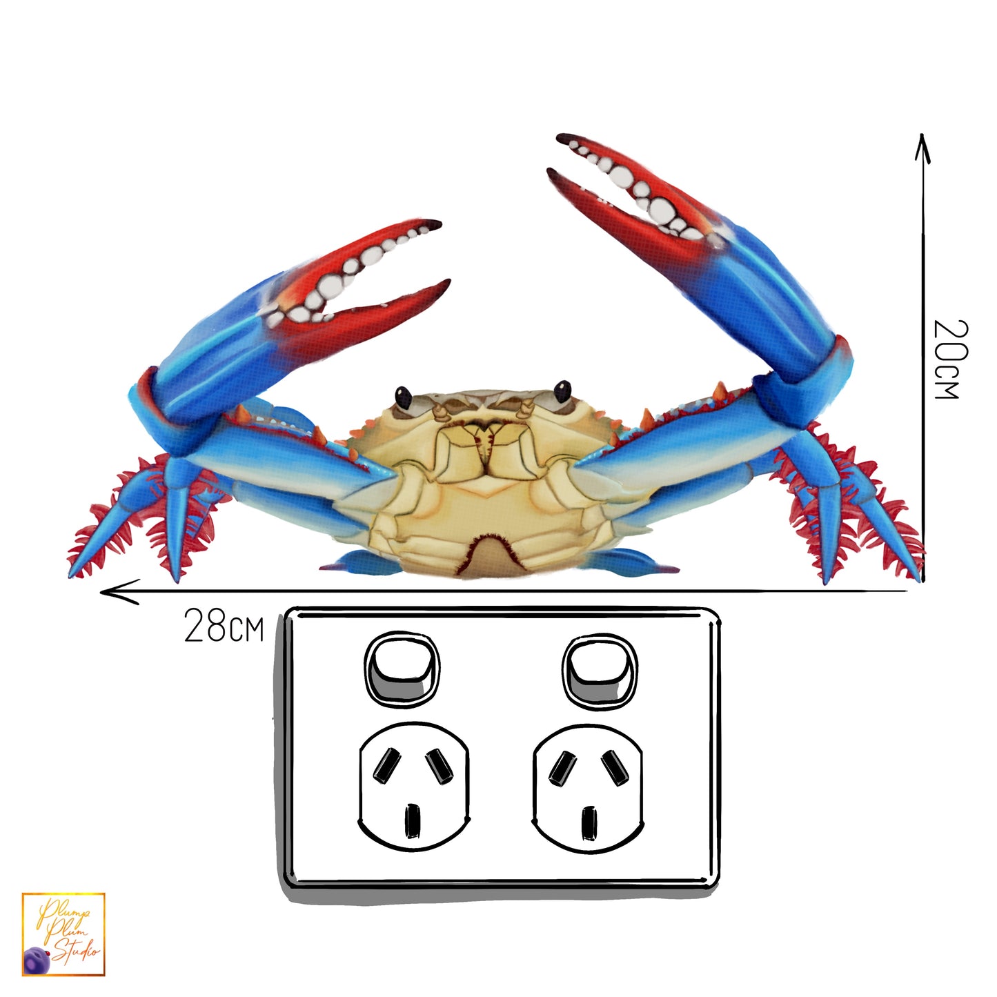 Blue crab decal, Chesapeake Blue Crab sticker, peel/stick, wall or car decal, fabric textured vinyl decal, indoor/outdoor vinyl sticker