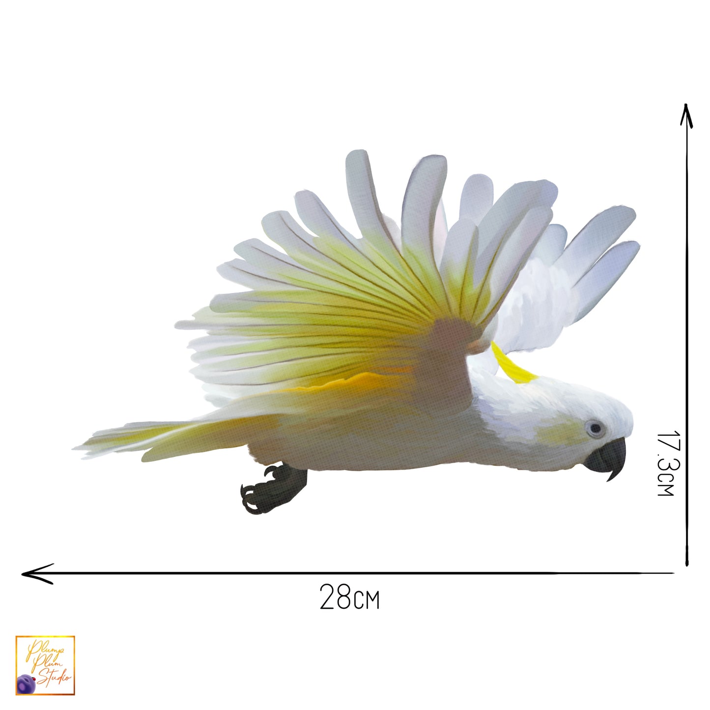 Cockatoo decal, flying cockatoo, Australian themed decor, Yellow crested cockatoo, peel/stick, repositionable vinyl wall decal, car decal