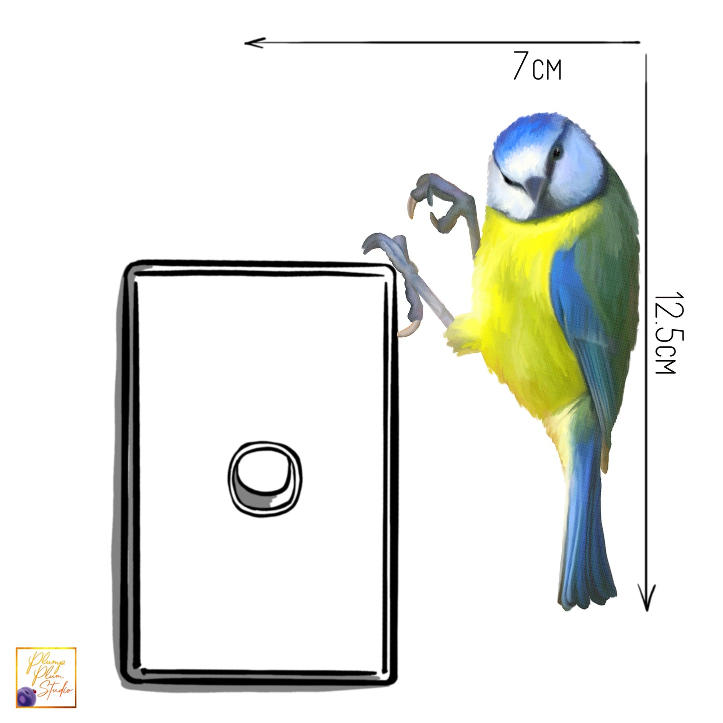 Adorable Little Blue Tit decal, Blue Tit sticker, little bird vinyl sticker, Blue/yellow bird, light switch decal, car decal, repositionable