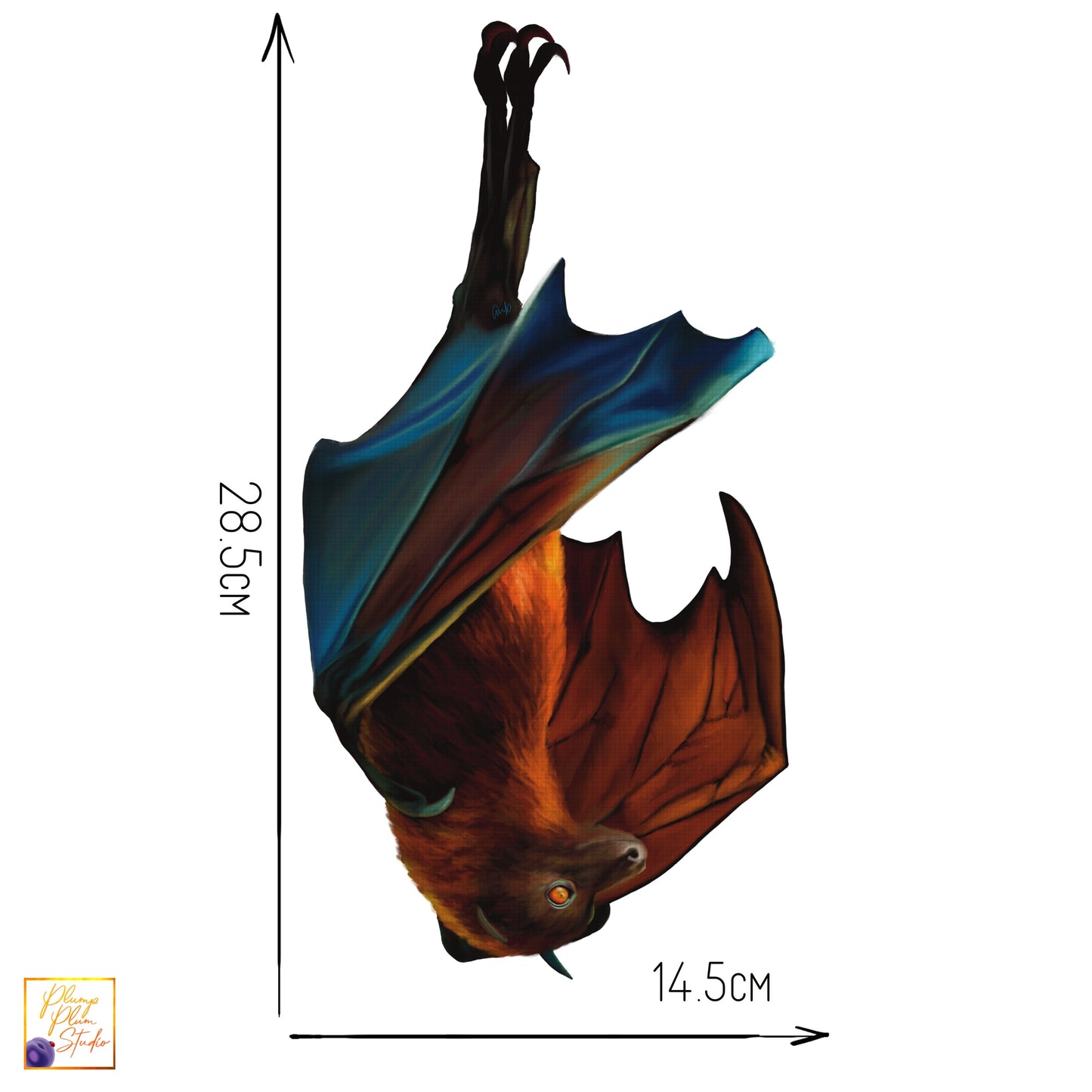 Australian Fruit bat or Flying Fox decal, Nature lover gift, Hanging bat sticker, indoor/outdoor repositionable high quality textured vinyl