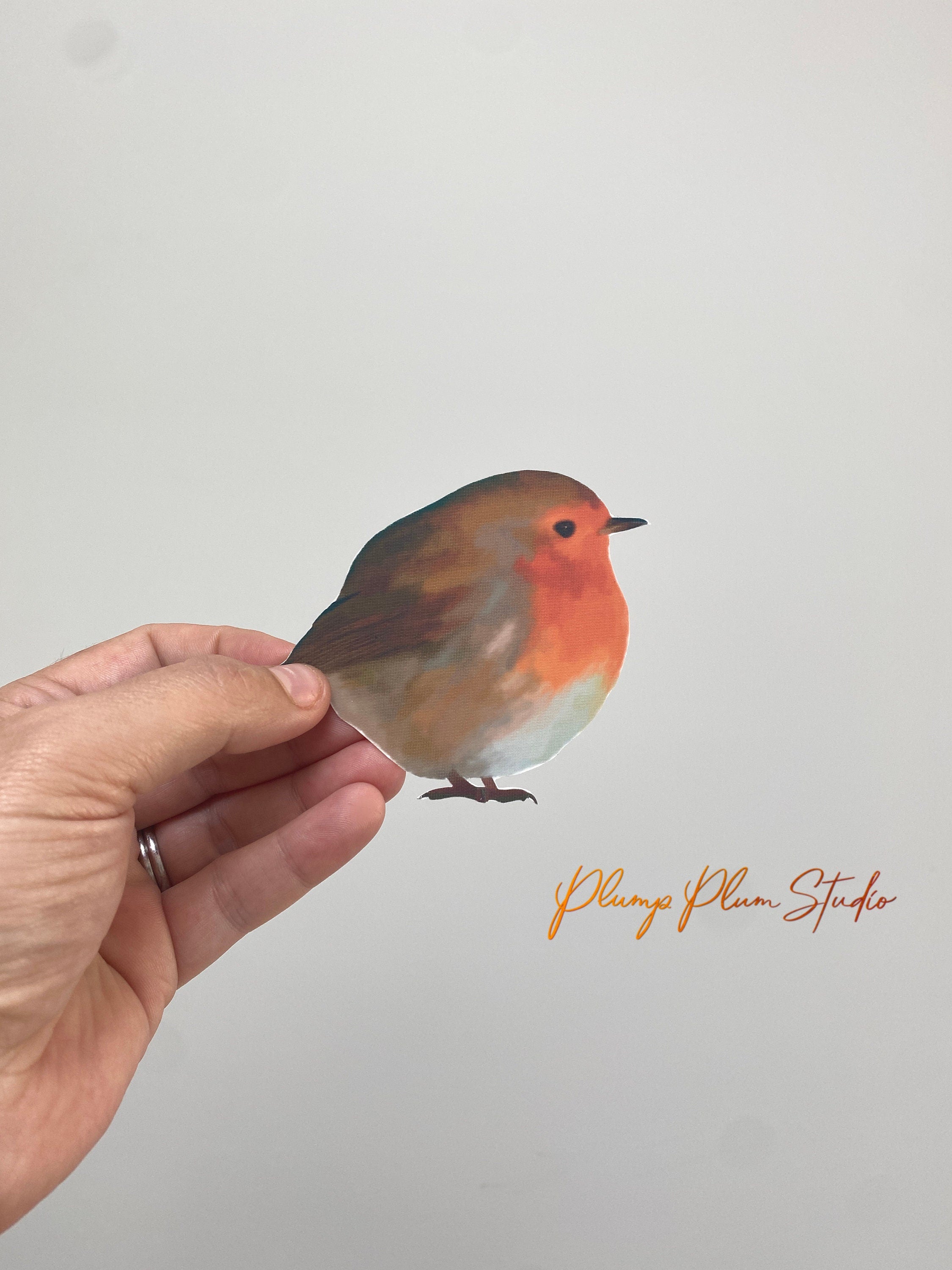 Pink Robin Sticker Robin Redbreast decal, European robin sticker, peel & stick, light swi ...