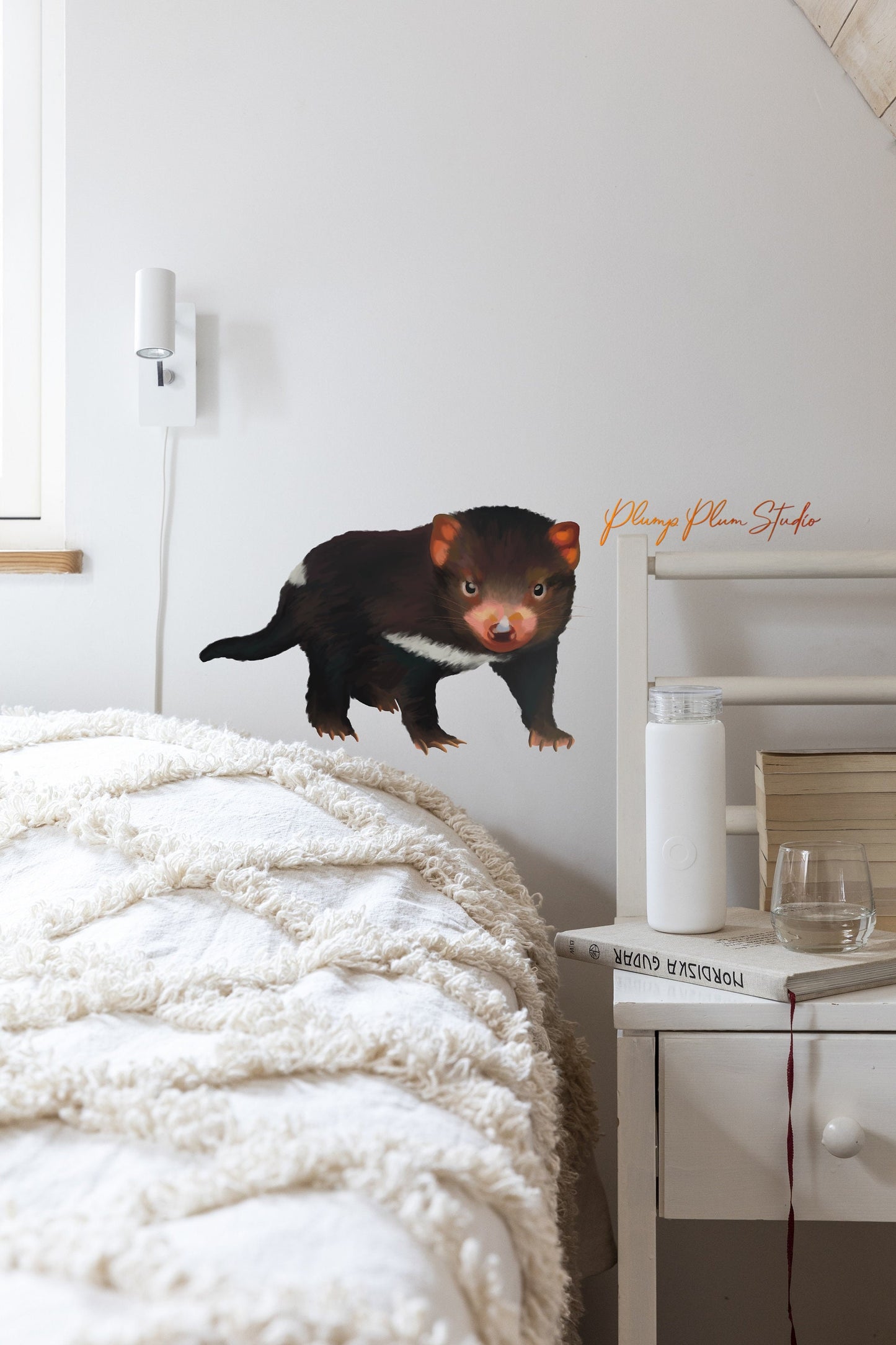 Realistic Tasmanian Devil decal, Australian animal sticker, Tasmanian Devil art, Australian nursery art gift, fabric wall decal