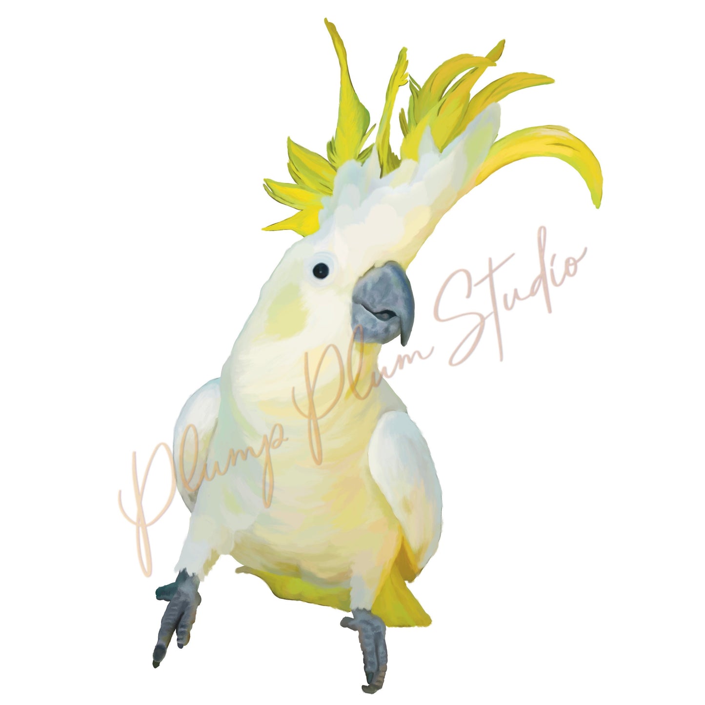 Cockatoo decal, Sulfur crested cockatoo sticker, fabric texture vinyl indoor/outdoor decal, removable, repositionable luxury textured vinyl