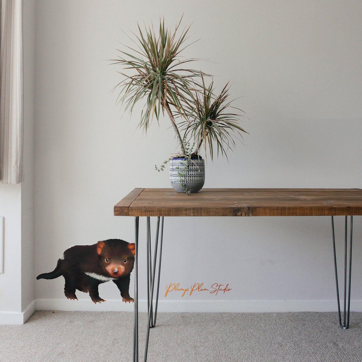 Realistic Tasmanian Devil decal, Australian animal sticker, Tasmanian Devil art, Australian nursery art gift, fabric wall decal