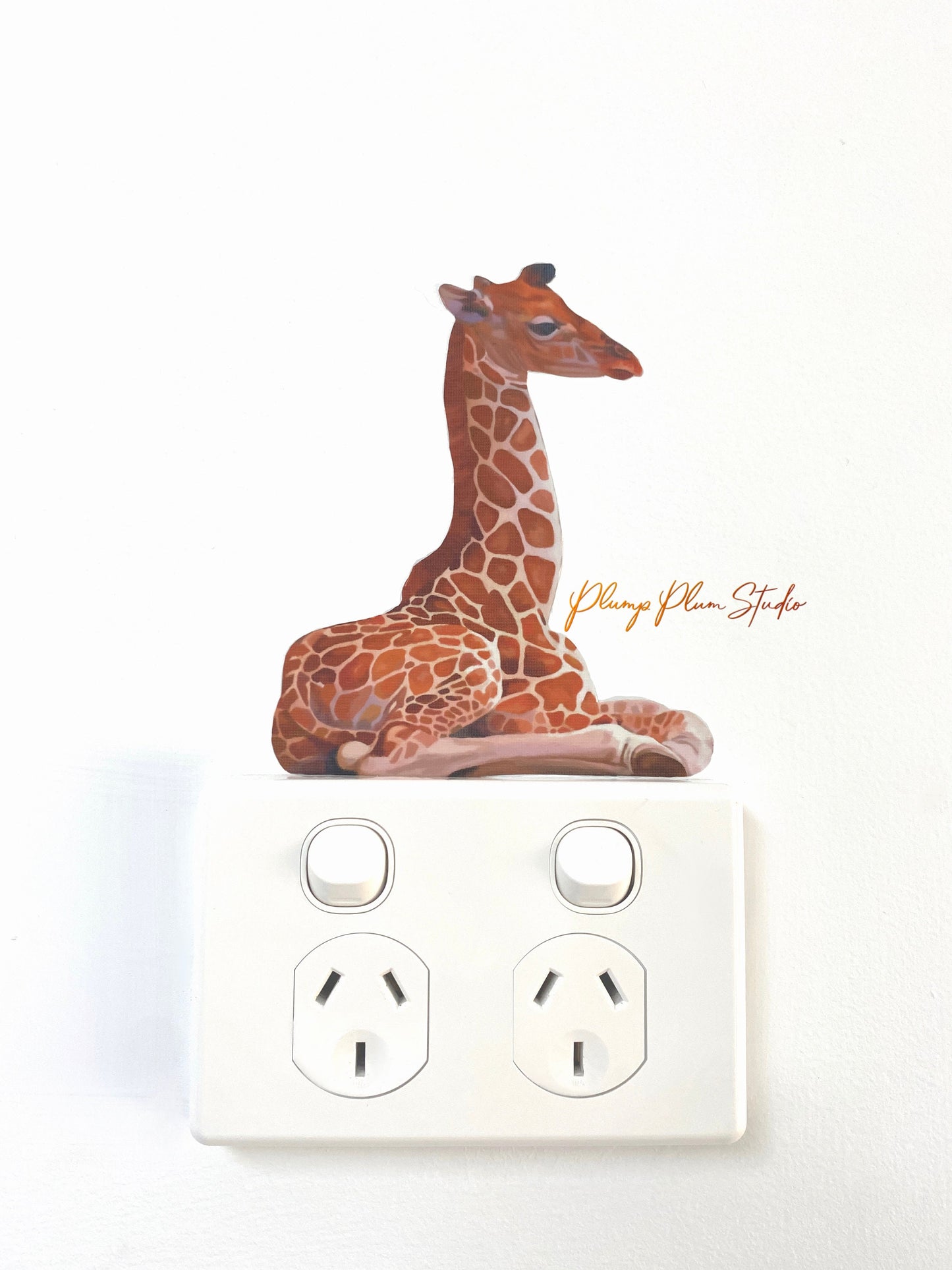 Baby Giraffe decal, sitting giraffe sticker, peel/stick, light switch decal, cute African decal, textured vinyl car decal, laptop sticker