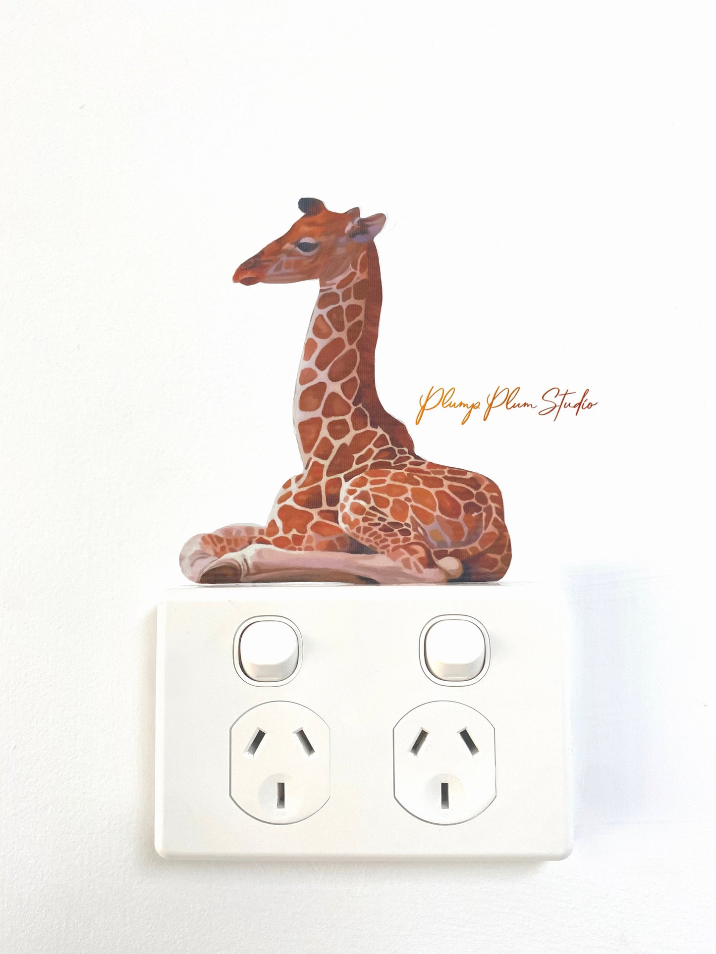 Baby Giraffe decal, sitting giraffe sticker, peel/stick, light switch decal, cute African decal, textured vinyl car decal, laptop sticker