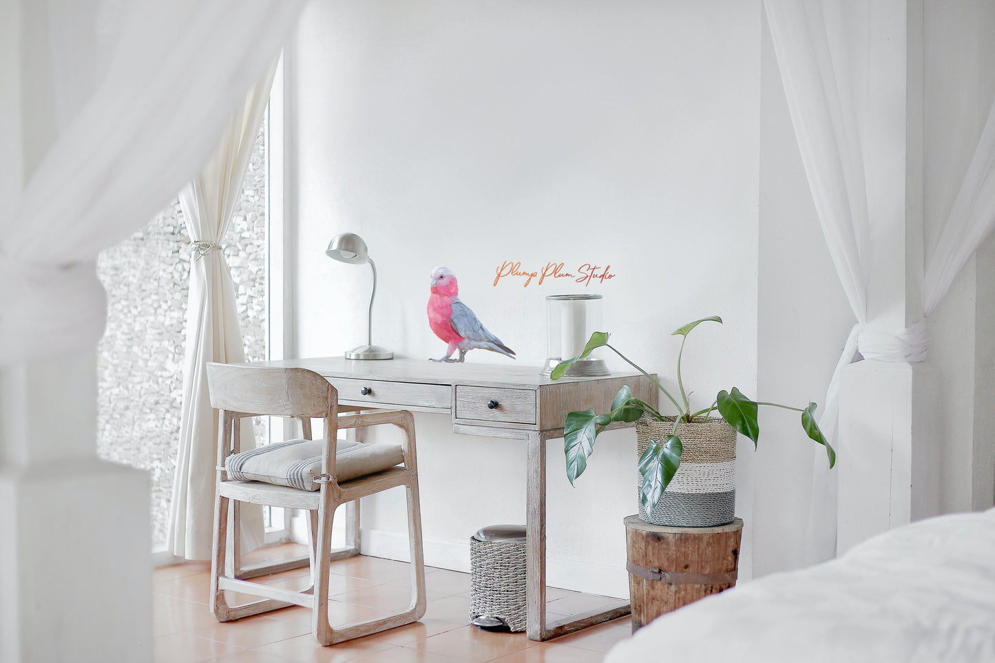 Aussie Pink Galah decal, Pink parrot sticker, Australian galah, indoor/outdoor textured vinyl, Bird lovers gift, Australian wildlife decor