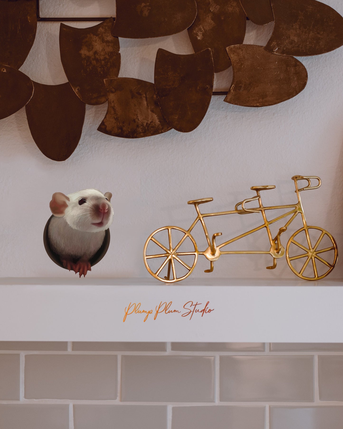 Realistic rat decal, rat hole sticker, 3D rat sticker, illustrated rat decal, skirting board decal, cute rat, textured vinyl wall decal