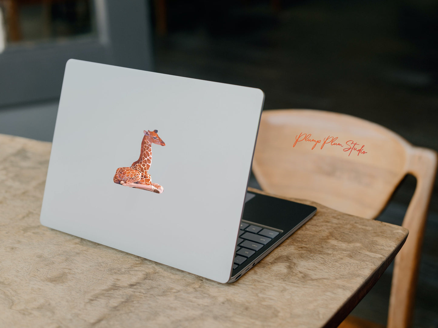 Baby Giraffe decal, sitting giraffe sticker, peel/stick, light switch decal, cute African decal, textured vinyl car decal, laptop sticker