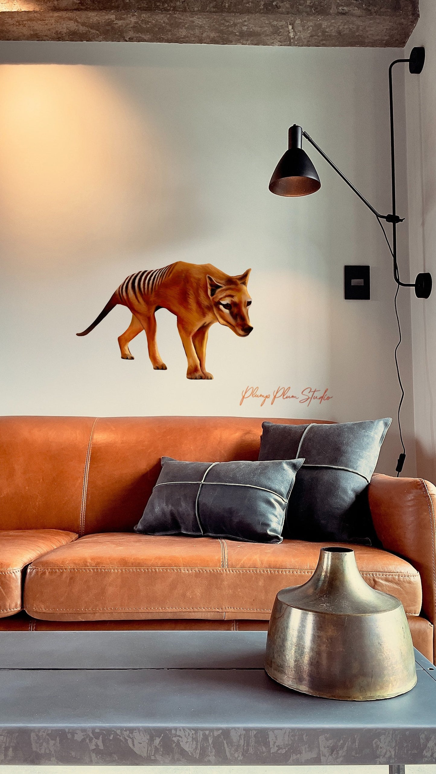 Realistic Tasmanian Tiger decal, textured Tassie Tiger sticker, Extinct Thylacine Marsupial, Australian animal, luxury repositionable vinyl