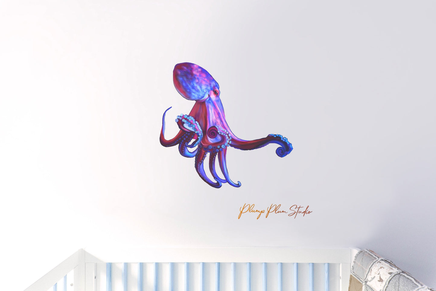 Large Vibrant Common Octopus decal, Repositionable deluxe textured vinyl, Realistic Octopus sticker, Ocean theme decor, indoor/outdoor