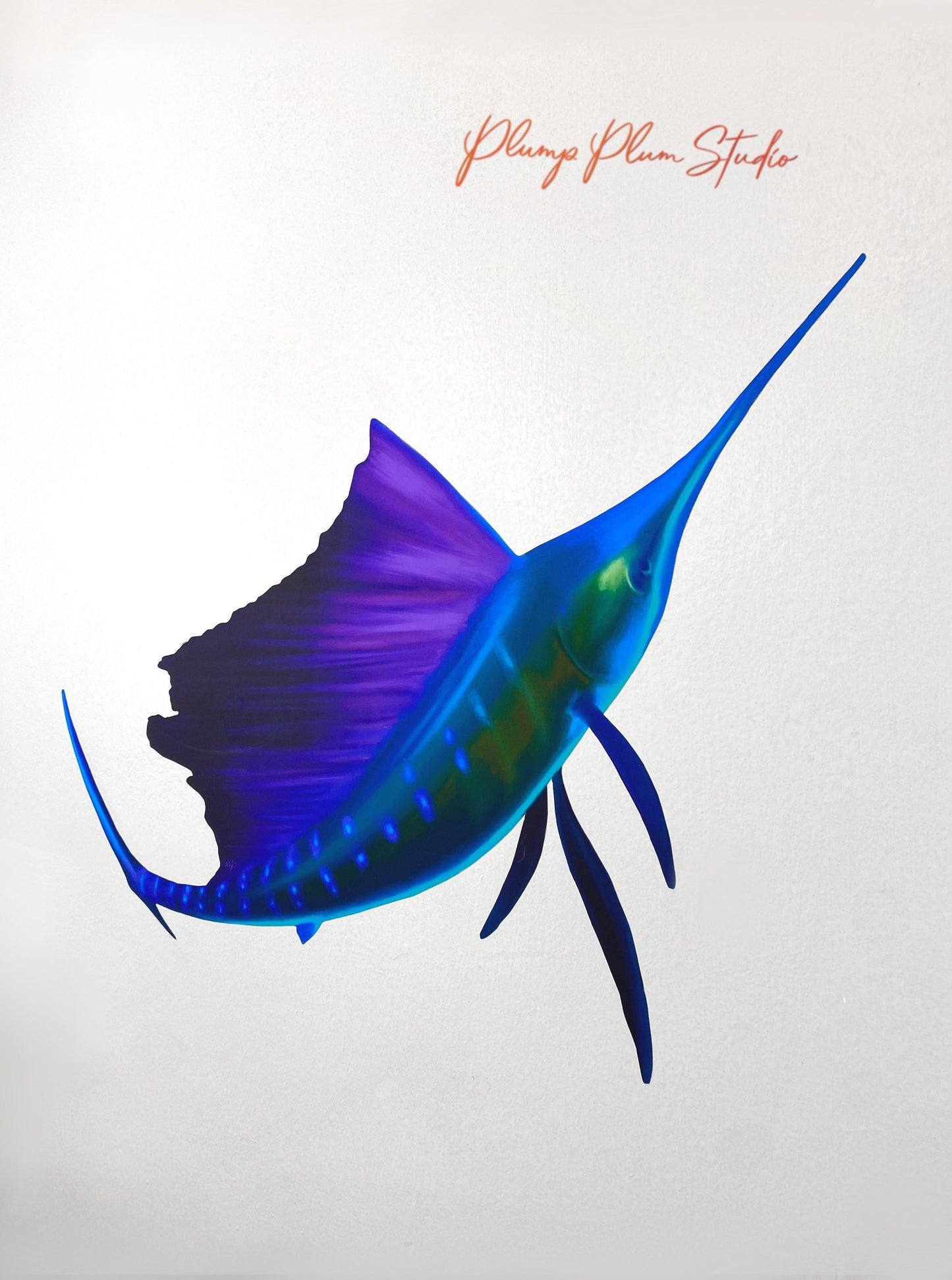 Vibrant coloured Sailfish decal, Marine Sporting fish sticker, large Sailfish vinyl sticker, indoor/outdoor peel/stick luxury vinyl decal