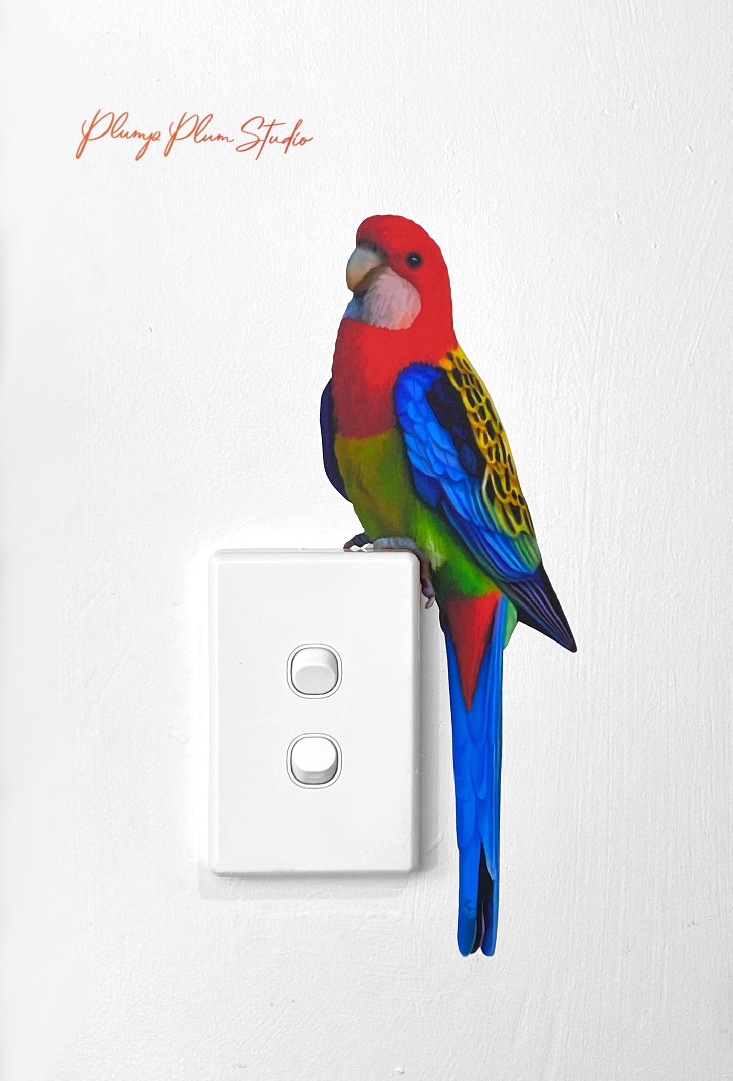 Eastern Rosella decal, Colourful bird sticker, light switch decal, Australian parrot decal, vinyl wall decal, indoor/outdoor vinyl decal