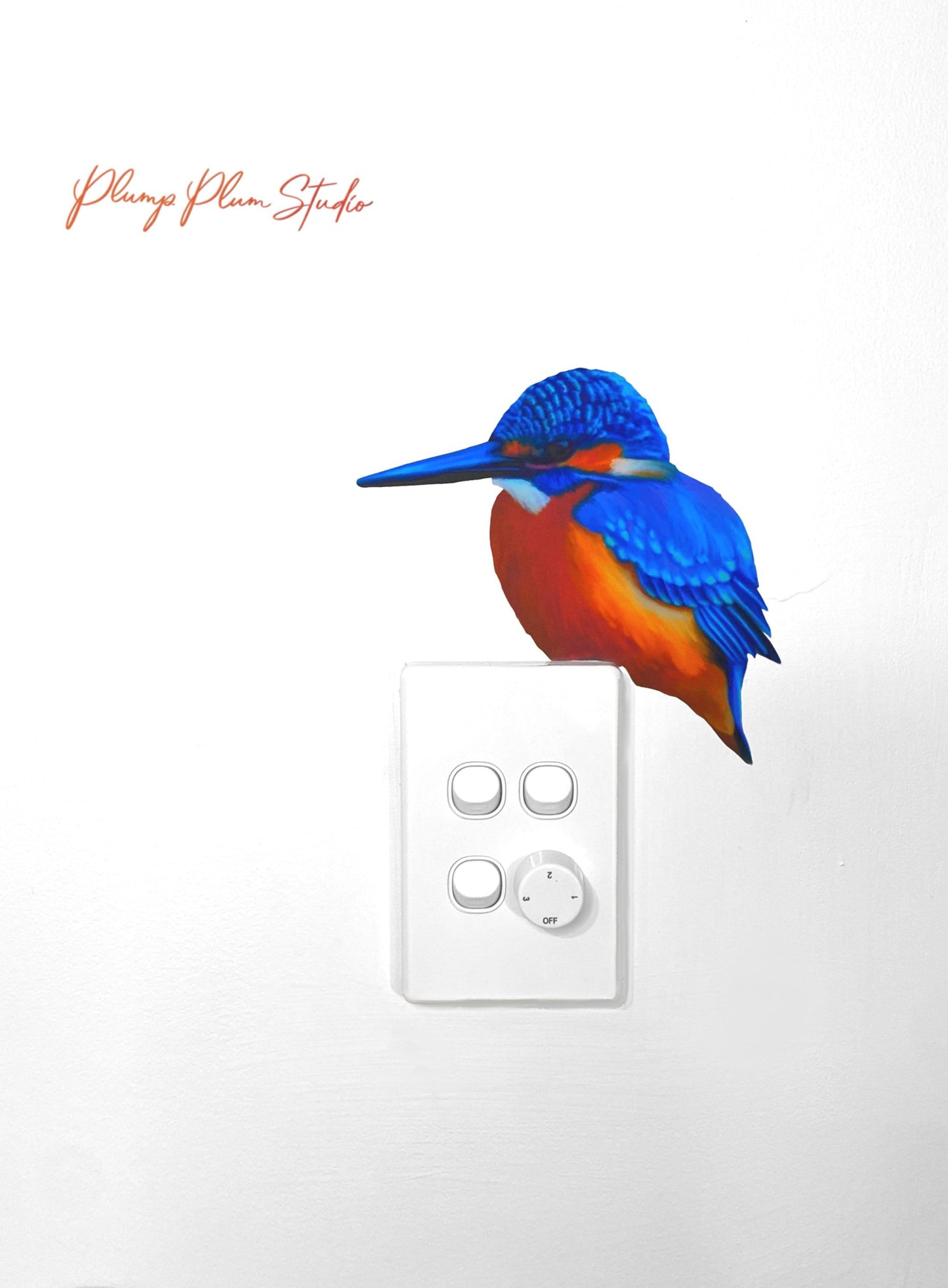 Common Kingfisher decal, bird wall sticker, Kingfisher bird sticker, light switch decal, indoor/outdoor textured vinyl bird decal, car decal