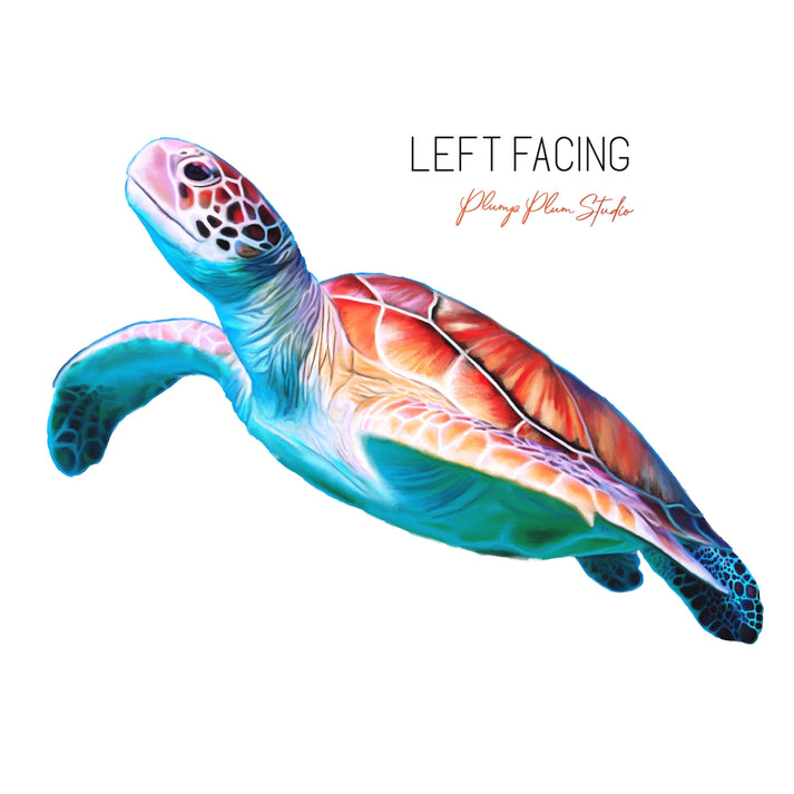 Green Sea Turtle wall decal, realistic sea turtle outdoor sticker, col ...