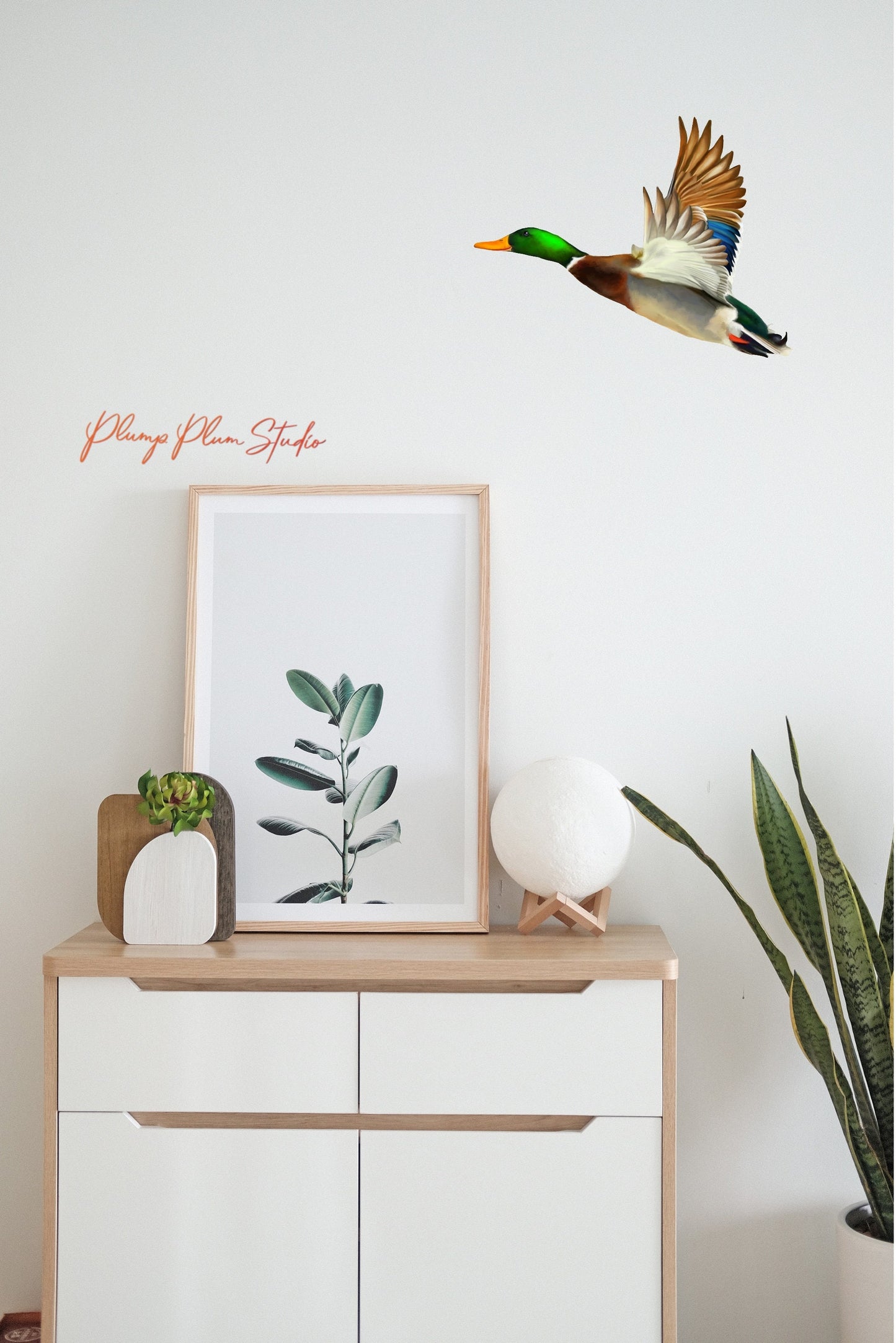 Mallard Drake decal, colourful realistic flying duck sticker, wild duck, fabric texture vinyl, bird lover gift, outdoor/indoor vinyl