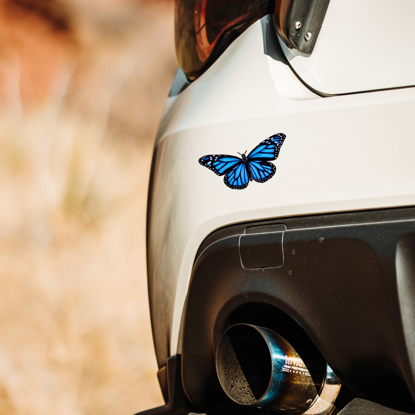 Blue Monarch Butterfly decal, Butterfly sticker, illustrated blue butterfly, wall/car vinyl butterfly decal, nature lover gift, fabric textured